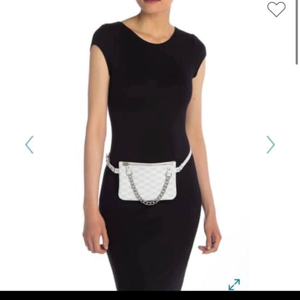 MICHAEL Michael Kors Crossbody Signature Belt  Bag Chain Strap Vanilla Size L